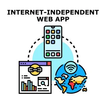 Internet independent web app concept development Illustrazione stock