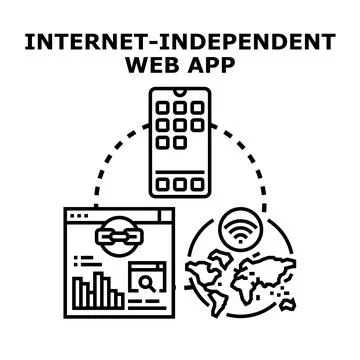 Internet independent web app concept development Stock Illustration