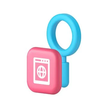 Internet information browsing website searching 3d icon realistic vector illu Stock Illustration