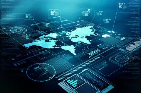 Internet information technology display 库存插图