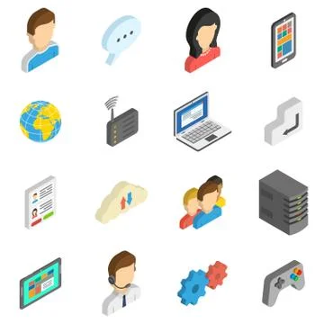 Internet Isometric Icon Set Stock Illustration