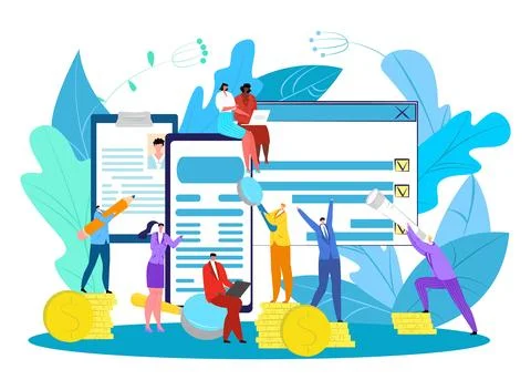 Internet job search at computer device technology, vector illustration. Business Stock Illustration