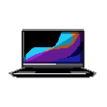 Internet laptop gaming pixel art vector illustration Stock Illustration