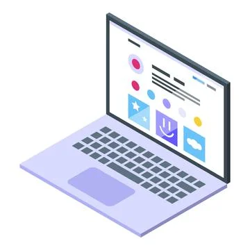 Internet laptop icon isometric vector. Online computer Stock Illustration