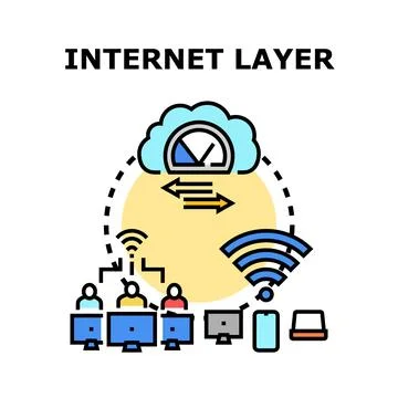Internet layer concept connecting users and devices globally Stock Illustration