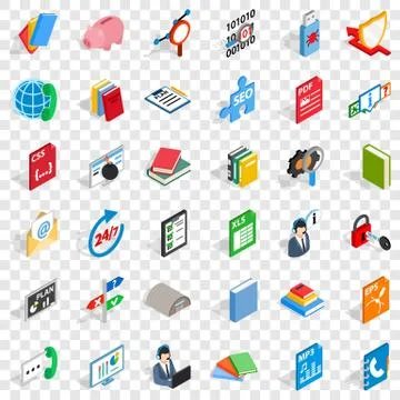 Internet learning icons set, isometric style Illustrazione stock