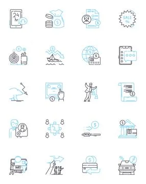Internet lending linear icons set. Loan, Credit, Online, Financing, Agreement Ilustração Stock