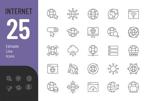 Internet Line Editable Icons set. Stock Illustration