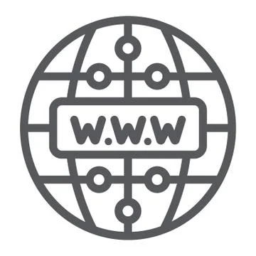 Internet line icon, website and globe, network sign, vector graphics, a linear Stock Illustration