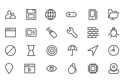 Internet Line Vector Icons Stock Illustration