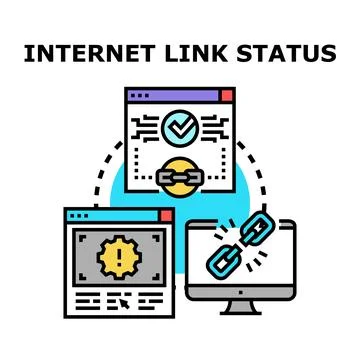 Internet link status checking website connection problems Stock Illustration