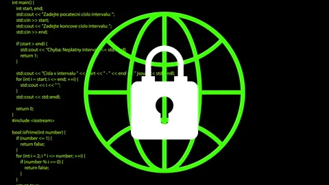 Internet Lock glitch icon - Abstract Green Digital animation. Stock Footage 252896094