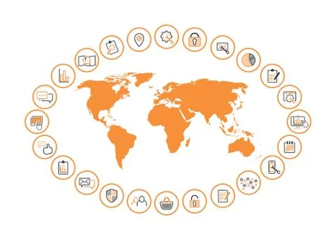Internet management map 스톡 일러스트