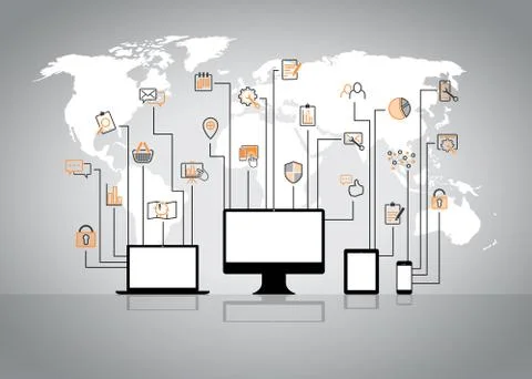 Internet management map 스톡 일러스트