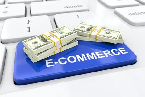 Internet marketing and e-commerce online trading concept selling via internet Stock Illustration