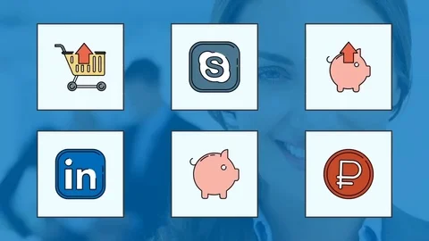 Internet Marketing - Animated Flat Icon Pack 库存 After Effects