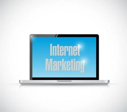 Internet marketing on a computer laptop. 스톡 일러스트
