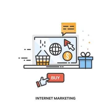Internet marketing concept design. Vector line design. Stock Illustration