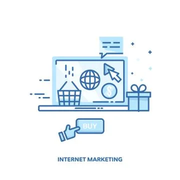 Internet marketing concept design. Vector line design. Stock Illustration