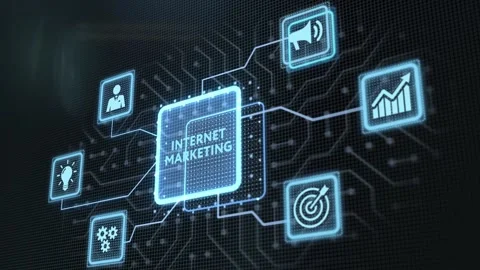 Internet marketing digital online advertising automation. Business, Technolog Stock Footage