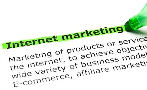 'internet marketing' highlighted in green Stock Photos