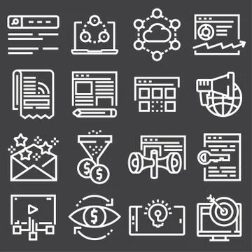 Internet marketing icon set in thin line style Stock Illustration