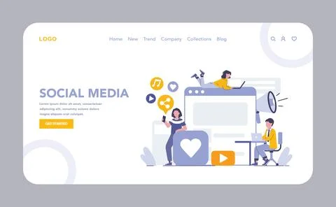 Internet mass media concept. Flat vector illustration. Illustrazione stock