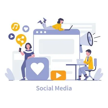 Internet mass media concept. Flat vector illustration. Stock Illustration