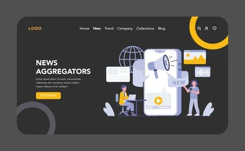 Internet mass media concept. Flat vector illustration. Stock Illustration
