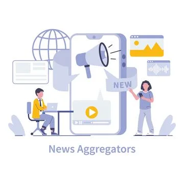 Internet mass media concept. Flat vector illustration. Stock Illustration