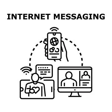 Internet messaging online communication network conceptual illustration Stock Illustration
