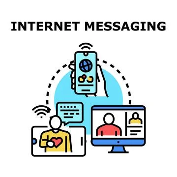 Internet messaging online communication network conceptual illustration Stock Illustration