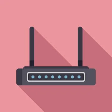 Internet modem icon flat . Wifi equipment Stock Illustration