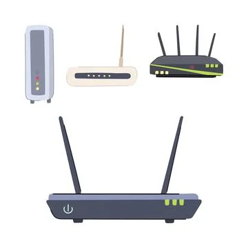 Internet modems and routers connecting global network access 스톡 일러스트