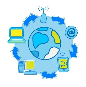 Internet molecule with cycle communication arrow Stock Illustration