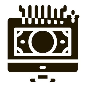 Internet money computer screen icon Vector Glyph Illustration Stockillustratie