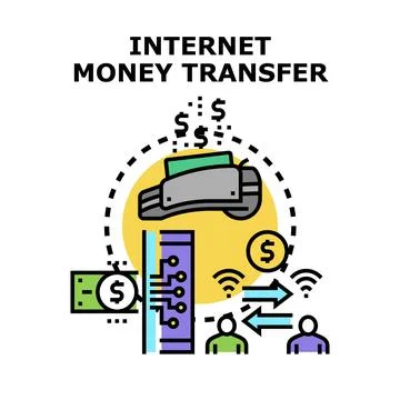 Internet money transfer process concept illustration Stock Illustration