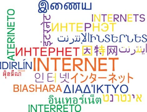 Internet multilanguage wordcloud background concept Stock Illustration