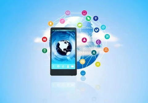 Internet multimedia smart phone Stock Illustration