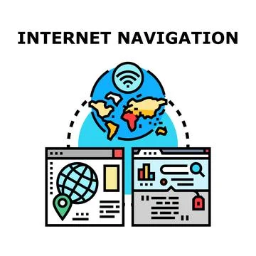 Internet navigation connecting worldwide web browsing and online searching Stock Illustration