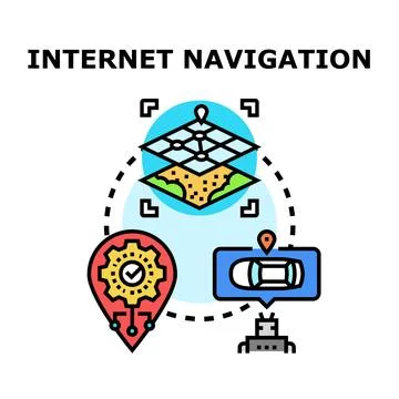 Internet navigation finding optimal route using technology Ilustración de archivo