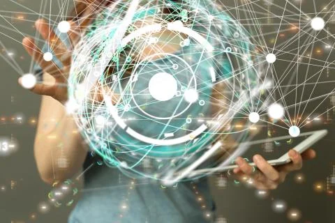 A internet net and data digital concept. Stockfoto's