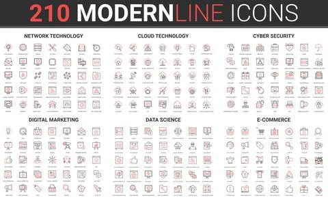 Internet network connection cloud technology, cyber security, digital marketing Stock Illustration