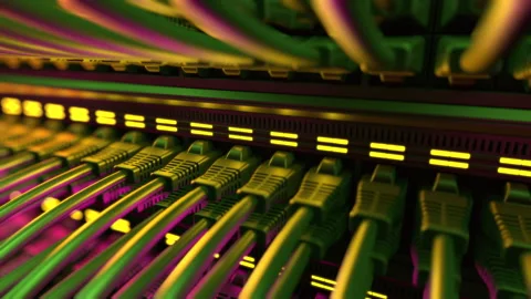 Internet Network Switch With Plugged Ethernet Cables. Vídeo Stock 151132764