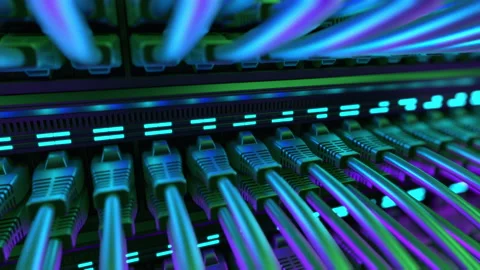 Internet Network Switch With Plugged Ethernet Cables. Stock Footage 151132847