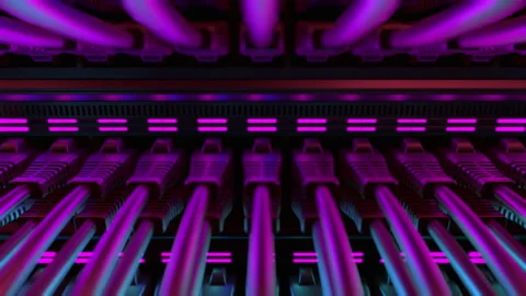 Internet Network Switch With Plugged Ethernet Cables. Stock Footage 151244913