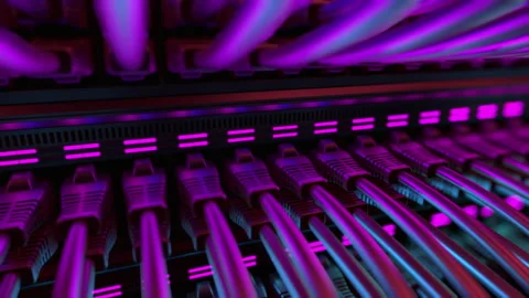 Internet Network Switch With Plugged Ethernet Cables. Stock Footage 151245190