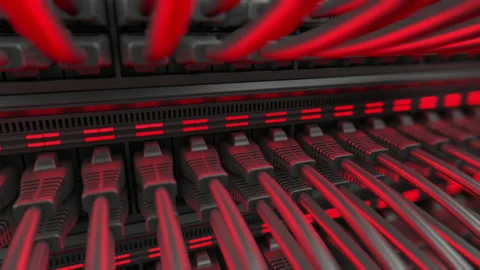 Internet Network Switch With Plugged Ethernet Cables. Stock Footage 151245246
