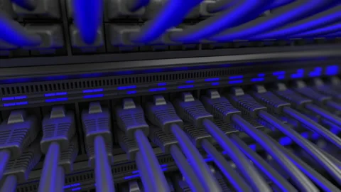 Internet Network Switch With Plugged Ethernet Cables. Stock Footage 151245336