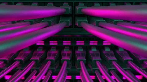 Internet Network Switch With Plugged Ethernet Cables. Stock Footage 151503340